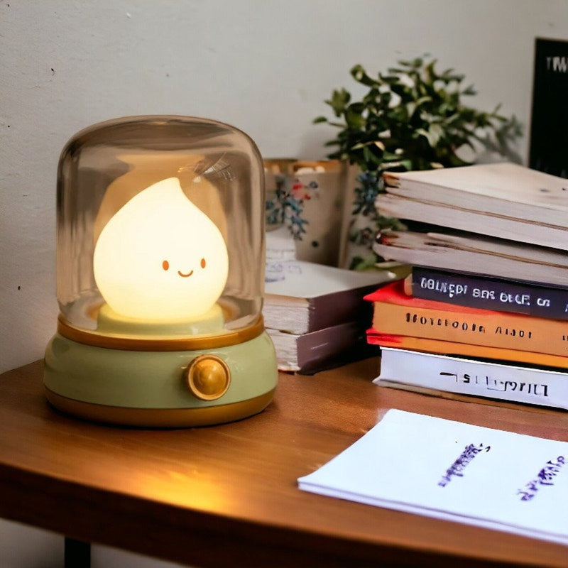 Stylish Retro Night Light with Adjustable Lighting and Warm Sound - Compact and Rechargeable for the Perfect Mood Setter