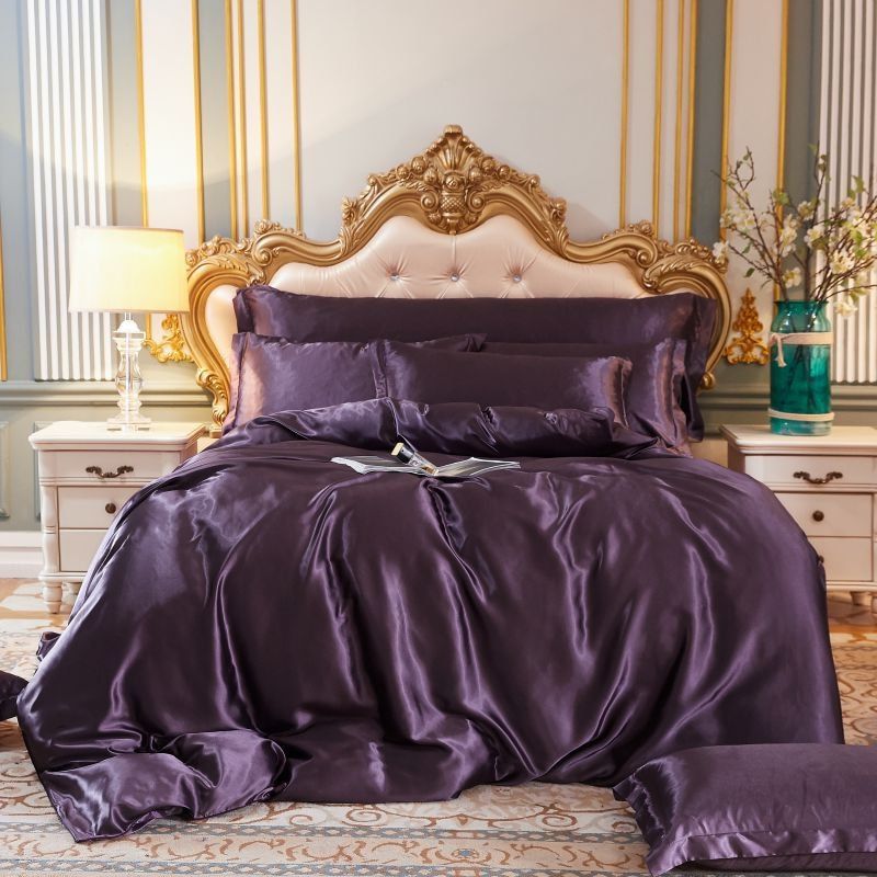 Deluxe 4-piece Bedding Set made of Satin and Cotton – Breathable, Hypoallergenic and Luxury Comfort, 150x200 cm