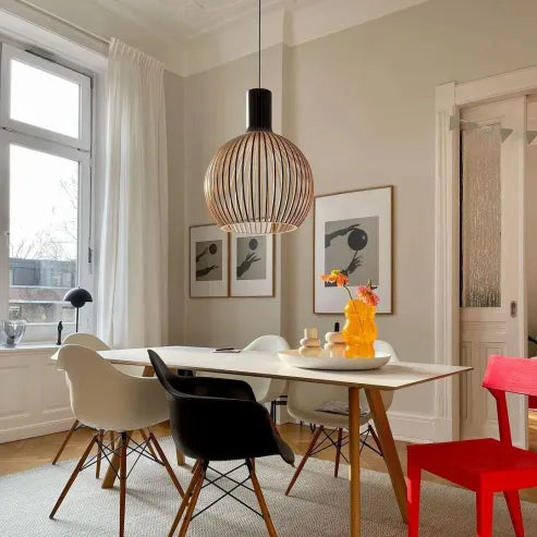 Stylish Japanese Bamboo Hanging Lamp in Birdcage - Perfect Creative Design for Restaurants and More!