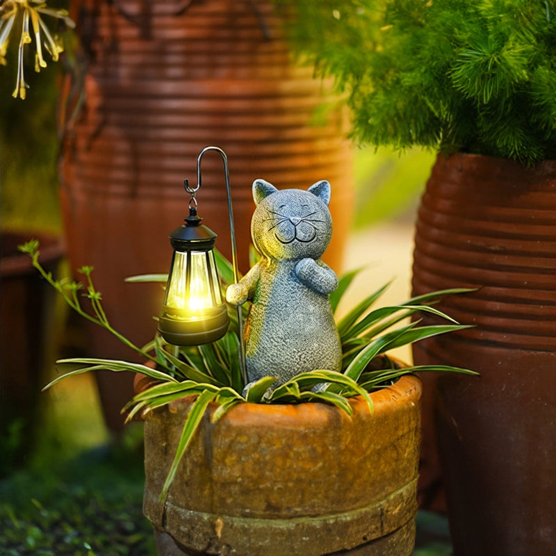 Shining Golden Solar Cat – Enchanting Garden Decoration with Magical Lighting