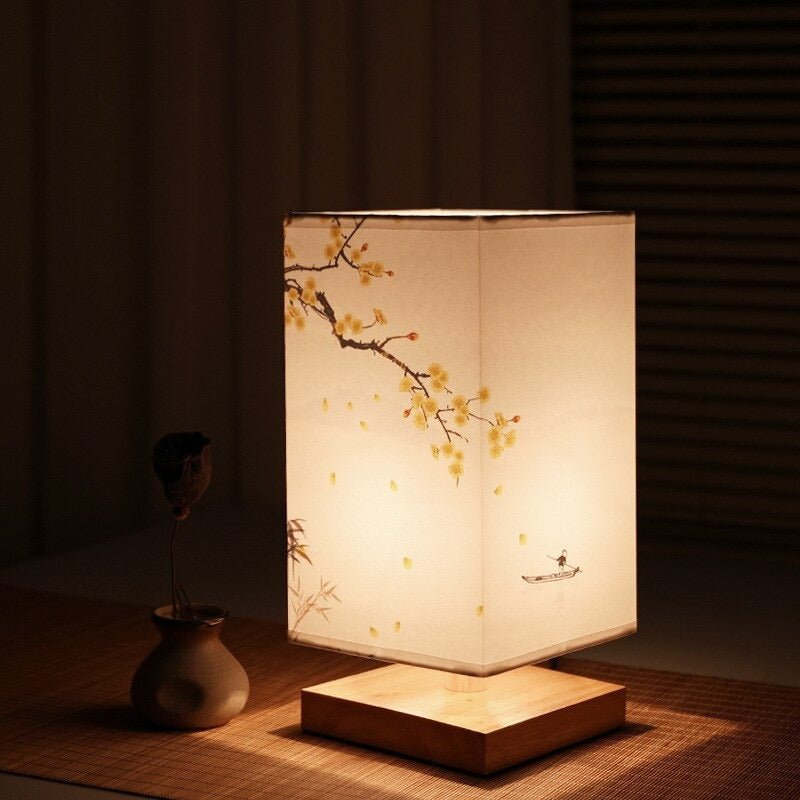 Stylish Japanese-Scandinavian Table Lamp Made of Natural Wood and Bamboo – Minimalist Elegance for Your Interior