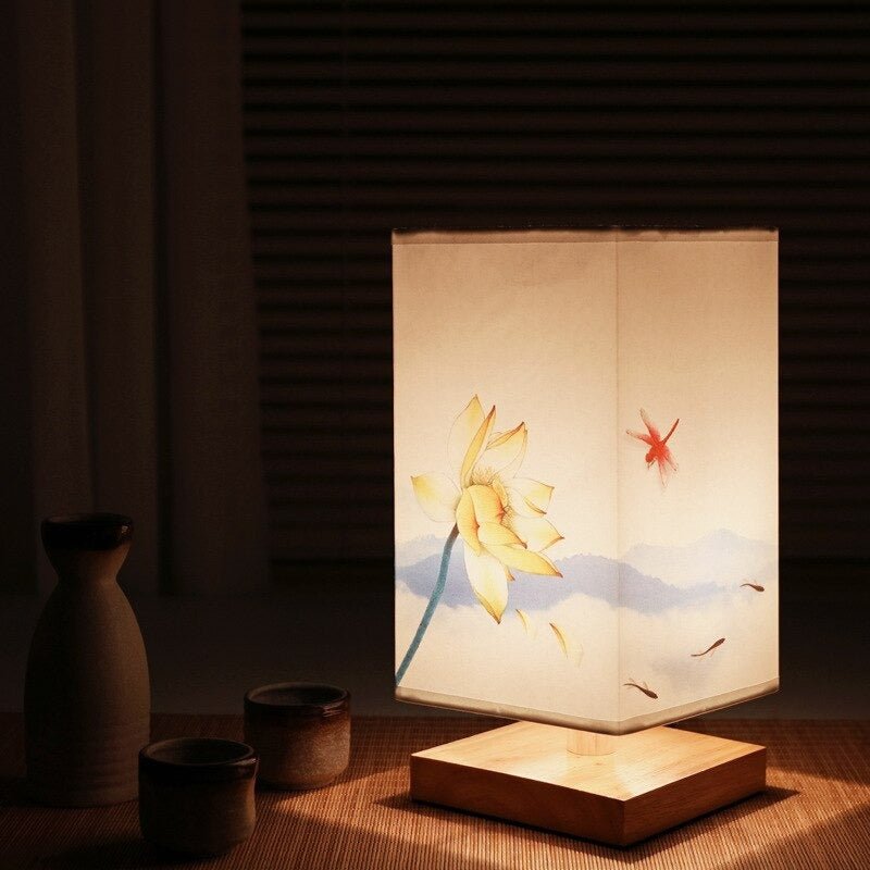Stylish Japanese-Scandinavian Table Lamp Made of Natural Wood and Bamboo – Minimalist Elegance for Your Interior