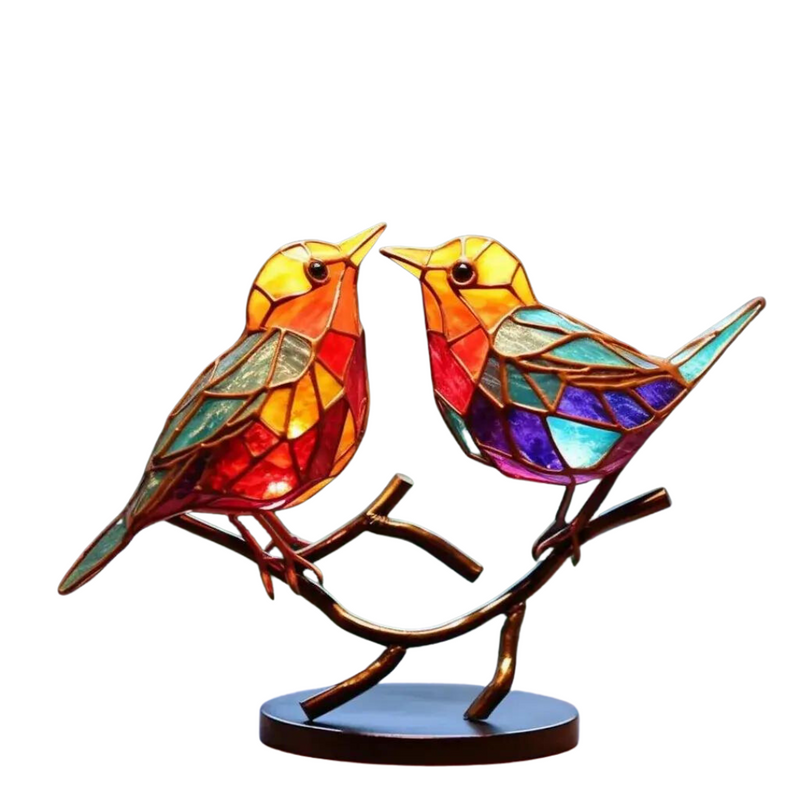 Vibrant Handmade Birds on Branch - A Natural Addition to Your Living Room and Workspace Decor