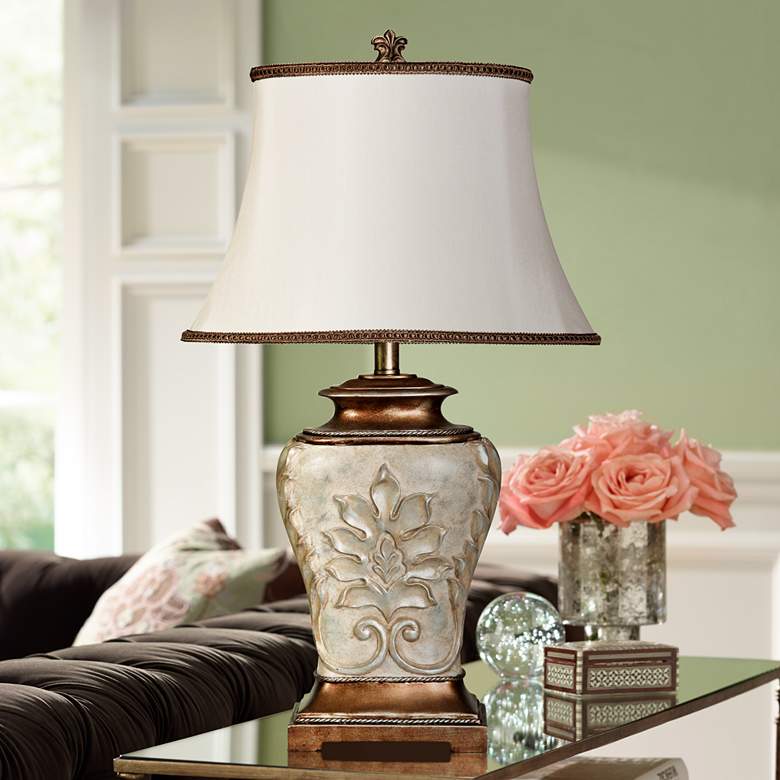 Traditional Table Lamp with White Shade