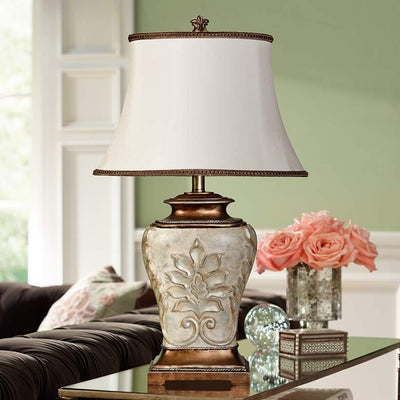 Traditional Table Lamp with White Shade