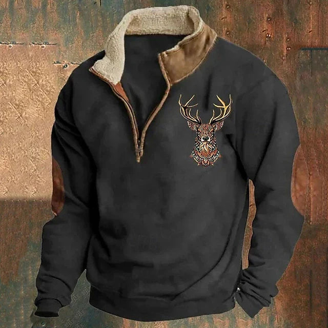 Zeke Men's Sweater – Elegant Rustic Look with Half Zip and Super Comfortable Cotton Blend