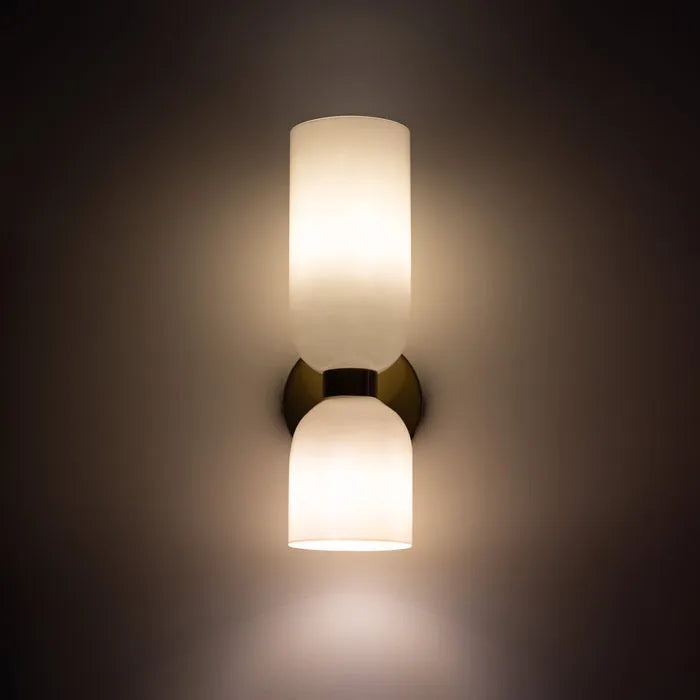 Stylish LED Wall Lamp with Double Glass Head - Energy-Efficient Lighting for Bedroom and Living Room