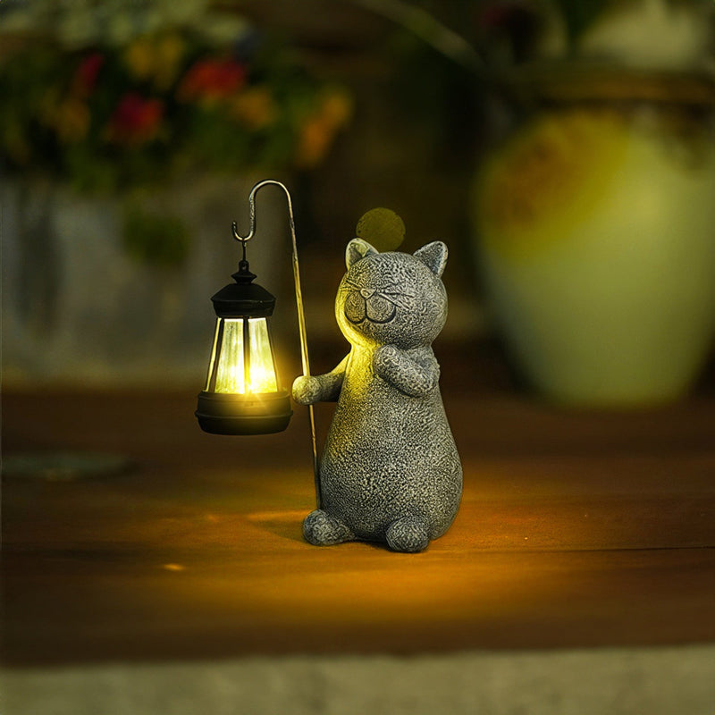 Shining Golden Solar Cat – Enchanting Garden Decoration with Magical Lighting